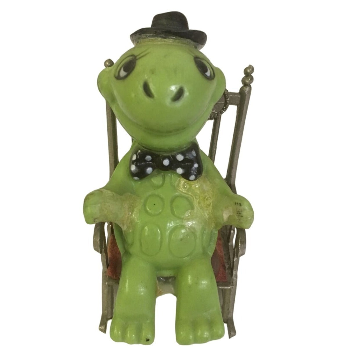 Vintage Miniature Grandpa Turtle in a Rocking Chair Figurine