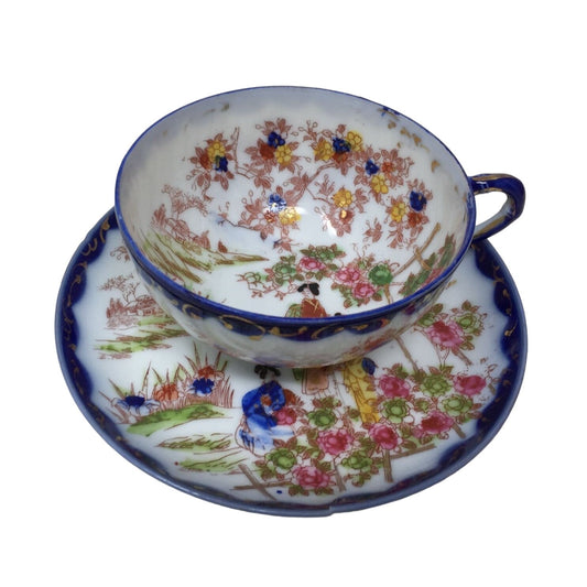 Vintage Hand Painted Asian/Japanese With Flowers Printed on it Tea Cup and Saucer Set