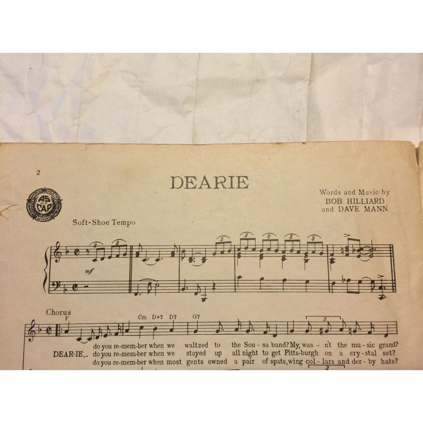 Dearie by Bob Hilliard and Dave Mann from the Copacabana Show 1950 Vintage Sheet Music