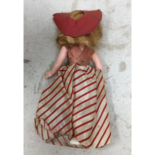 Vintage Collectible Doll w/ Light Hair/Eyes Wearing Red & White striped Dress