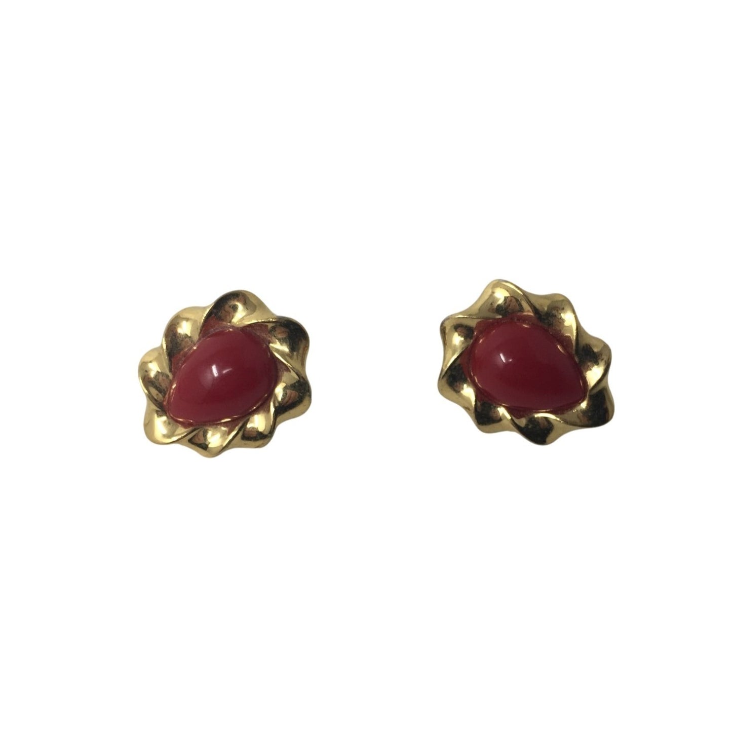 Women's Monet Red and Gold tone Clip On Earrings