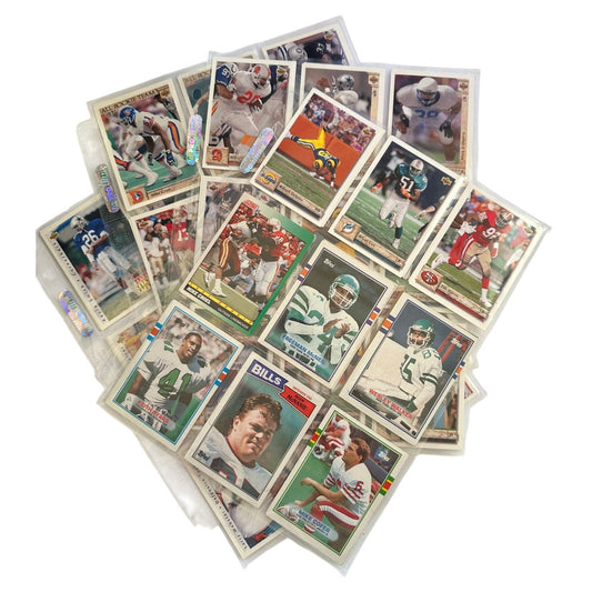 NFL Footbal Trading Cards - Various Years & Brands - 4 Binder Pages (front & back)