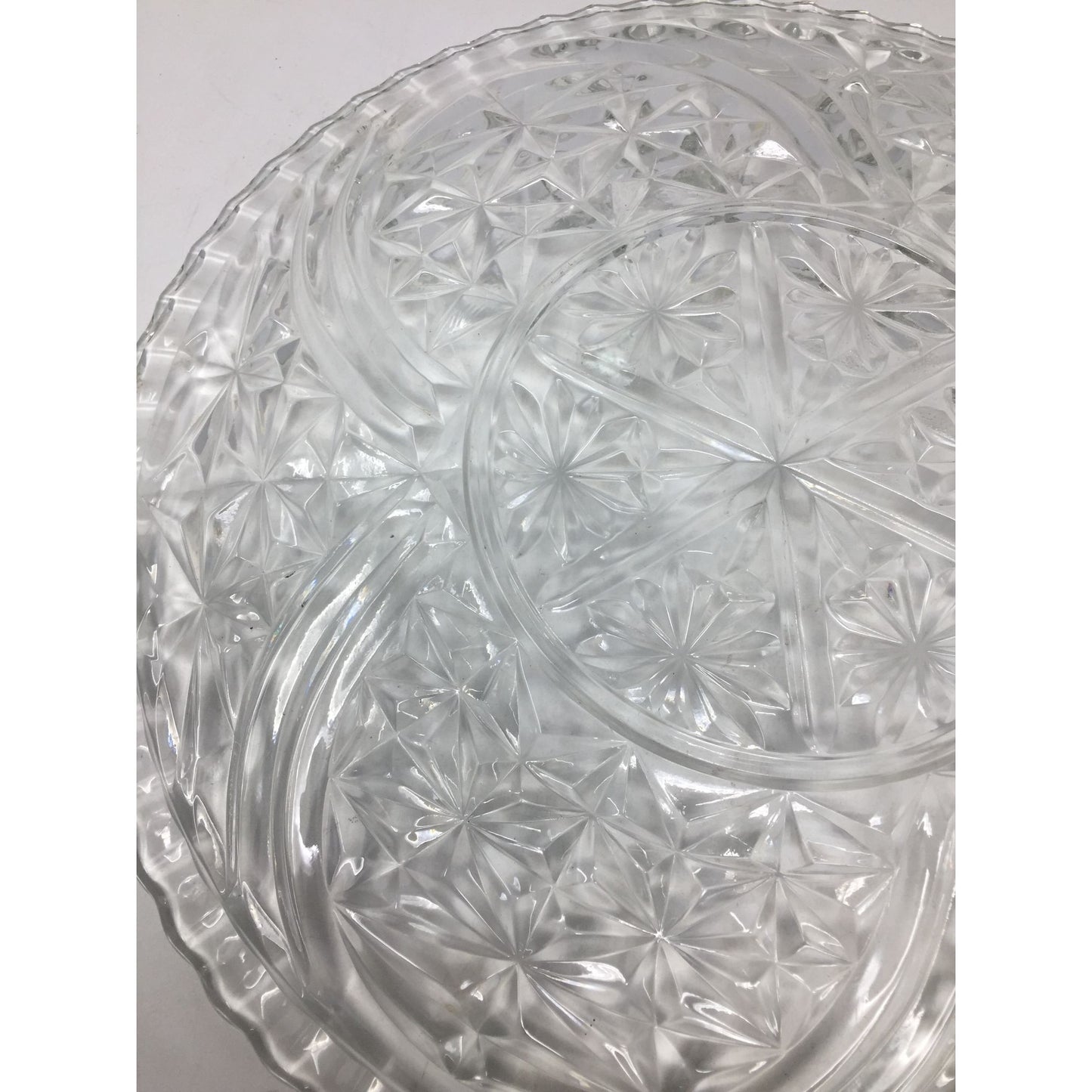 Vintage Anchor Hocking Crystal Clear Pressed Glass Stars and Bars Plate/Tray