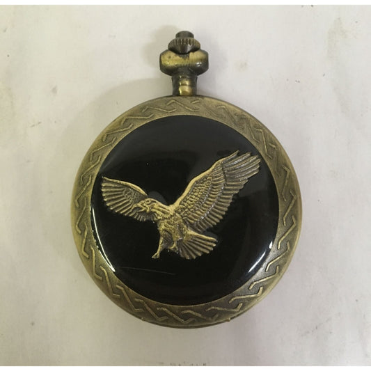 McGregor Hunt Club Pocket Watch flying Eagle in bronze on black circle on front