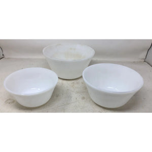 Set of 3 Vintage Federal Glass Milk Glass Mixing Bowls- Heat Proof