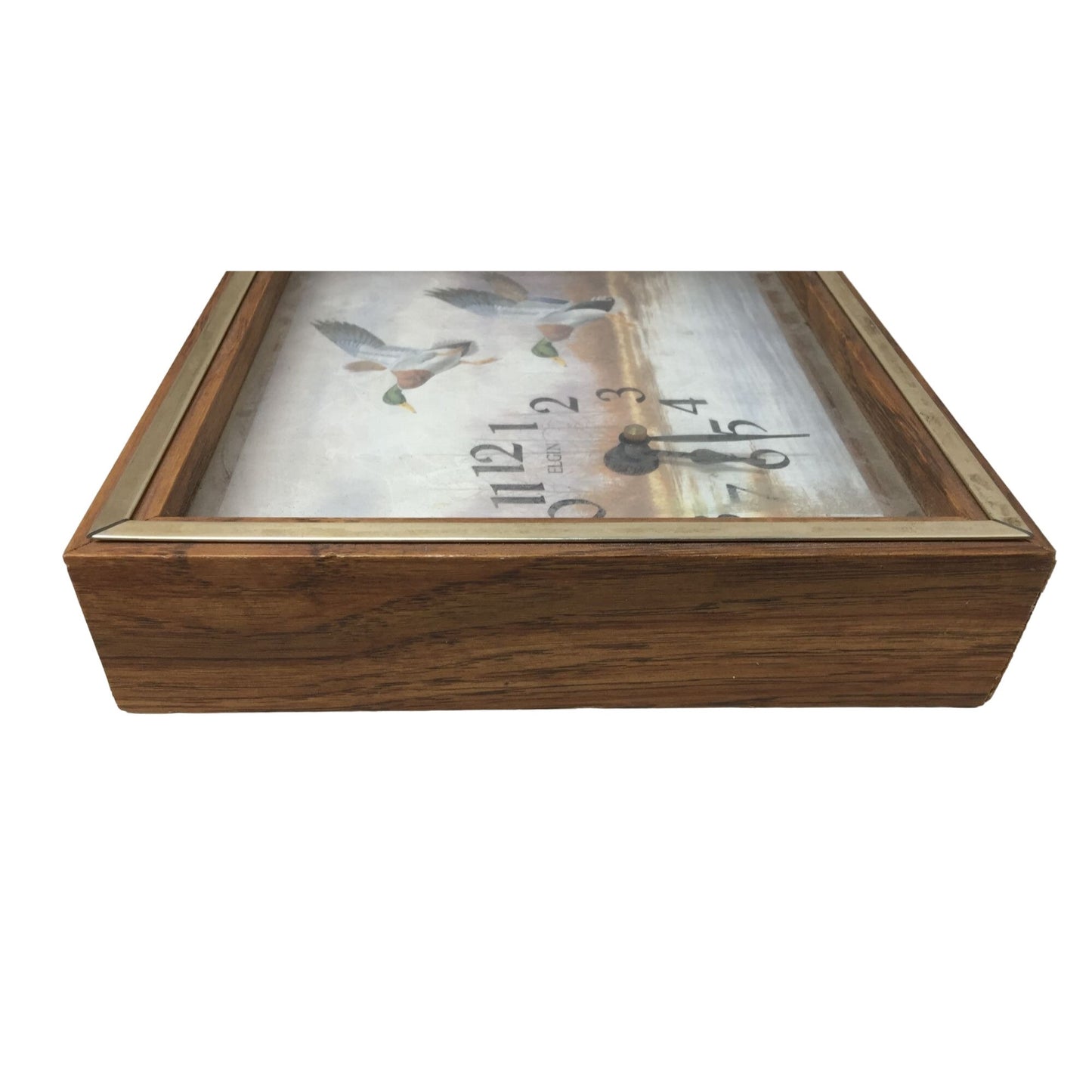 Elgin "Birds Landing" Wood Framed Battery Operated Rectangular Wall Clock