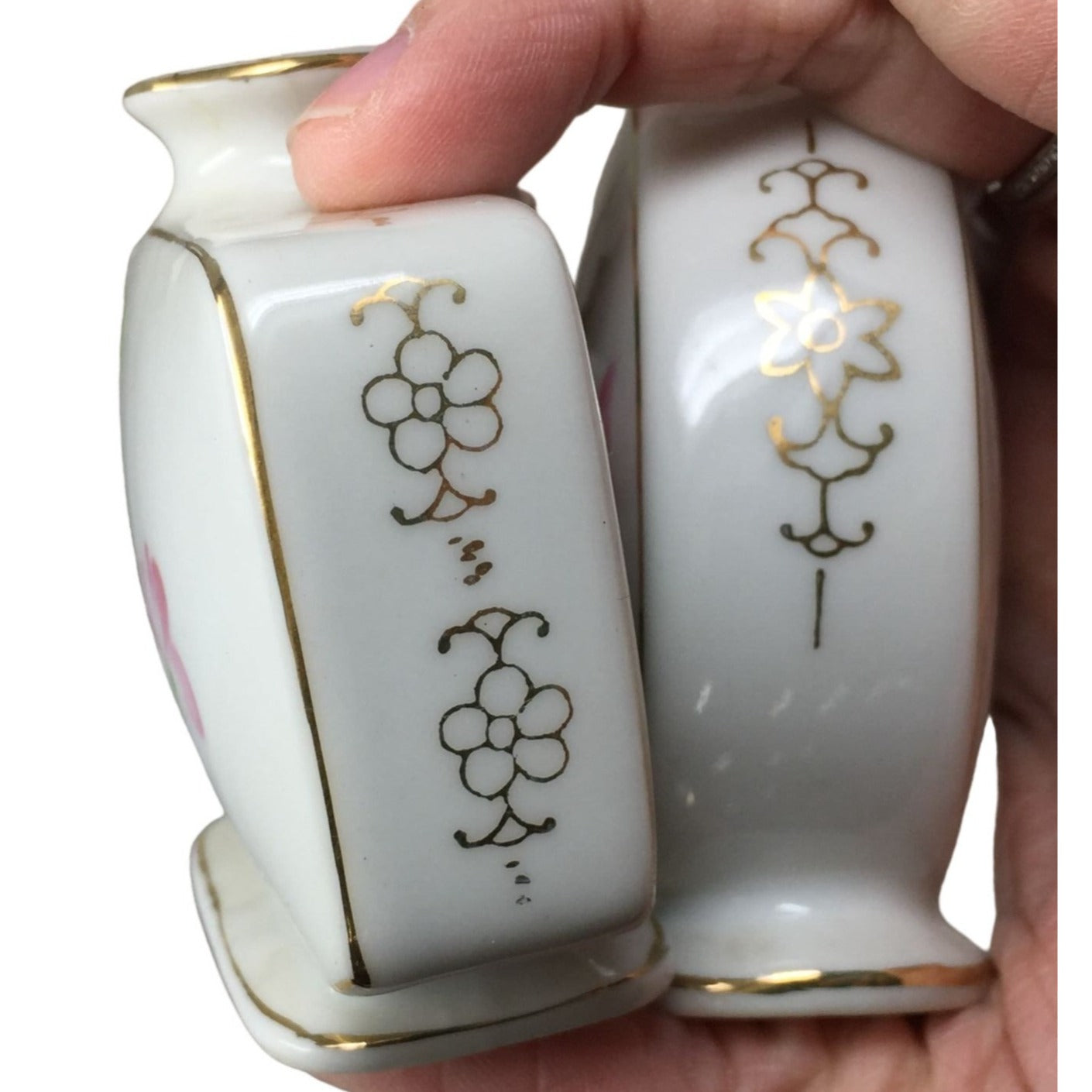 Vintage Miniature Porcelain Bud Vases Hand Painted Made in Occupied Japan