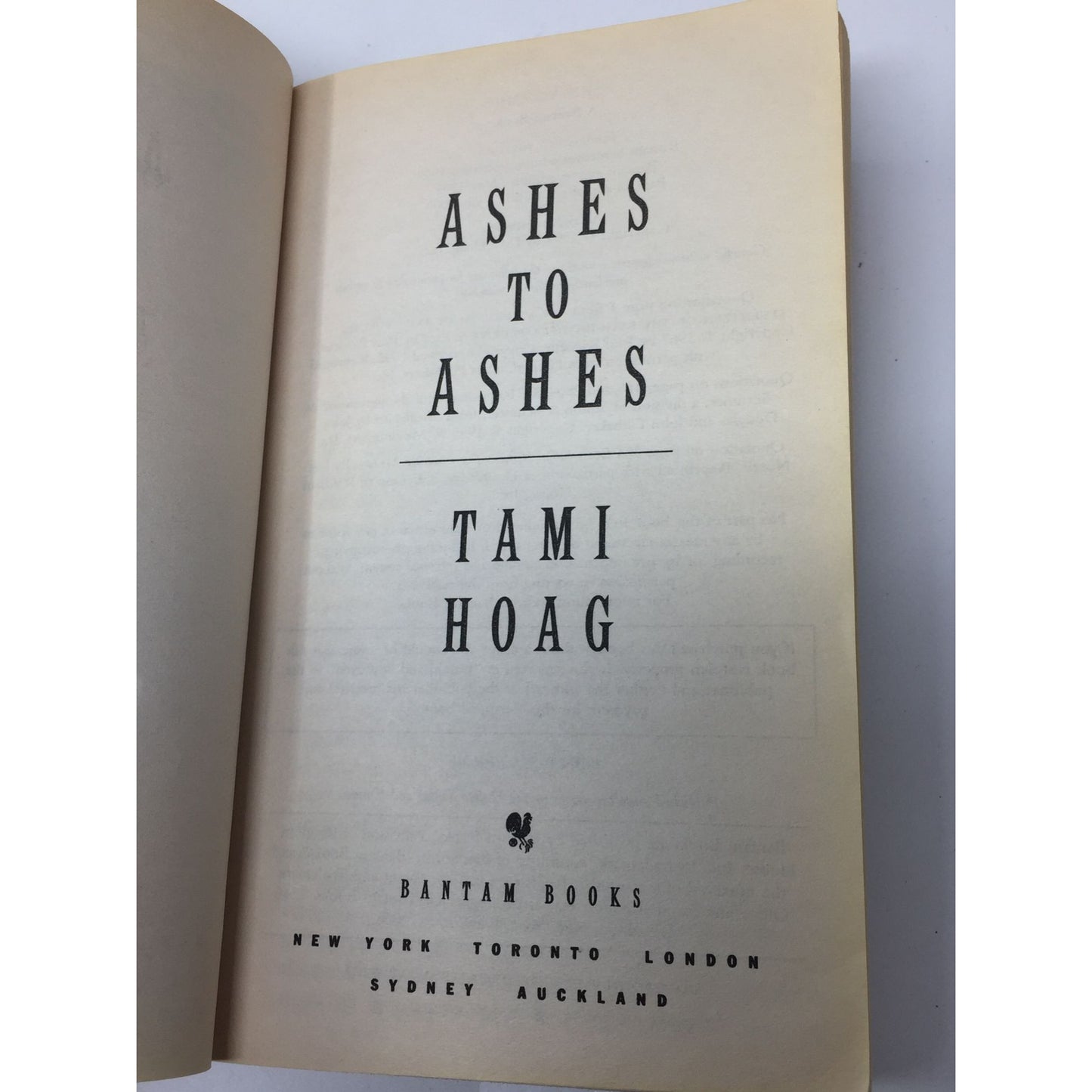 Ashes To Ashes by Tami Hoag Paperback Book