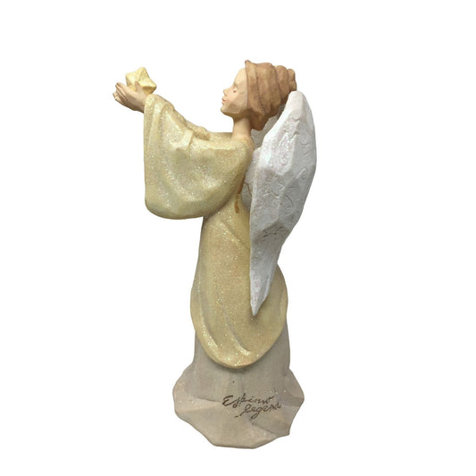 Karen Hahn Bereavement Angel -  Glitter Angel Figurine Holding Star - 2002 Enesco Foundations