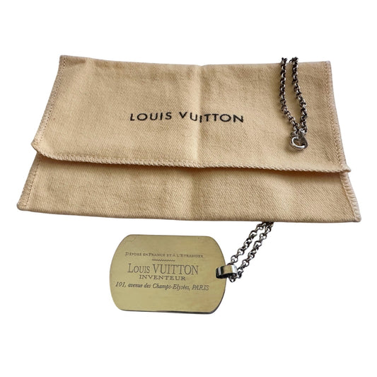 Louis Vuitton Dog Tag Style Pendant Necklace with Dust Bag