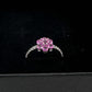 Pretty and Bright - Pink Lab Created Sapphire Petals Flower Ring - Sterling Silver Size 7.25