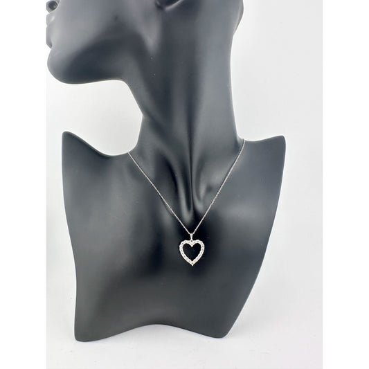 Beautiful HEART Shaped Pendant with Illusion set Natural Diamonds - .925 Sterling Silver w 18" Chain