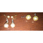 Womens Faux Pearl and Crystal Drop Necklace with 2 Pairs of Earrings