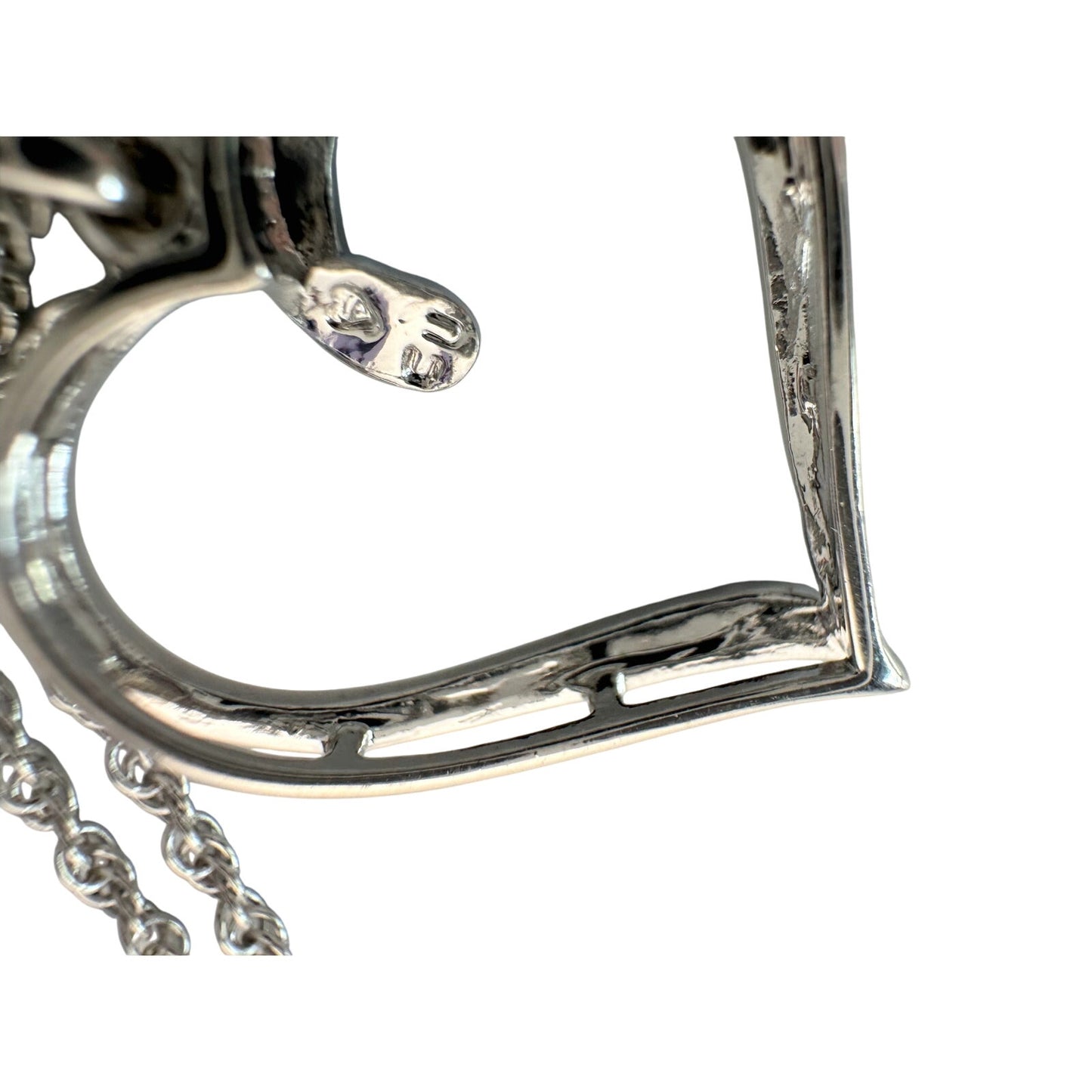 Heart Pendant with Diamond Accent - Rhodium Plated with 15" chain