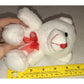 Small White Plush Stuffed Animal Bear wearing Red Bow - about 6 inches