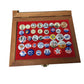 Vintage Political Button Pin Collection in Glass Lidded Wooden Box - Kennedy, Ike, FDR...