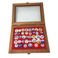 Vintage Political Button Pin Collection in Glass Lidded Wooden Box - Kennedy, Ike, FDR...