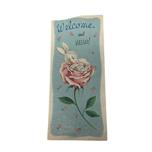 ''Welcome and Hello!'' Vintage Welcoming New Baby Rectangular Card