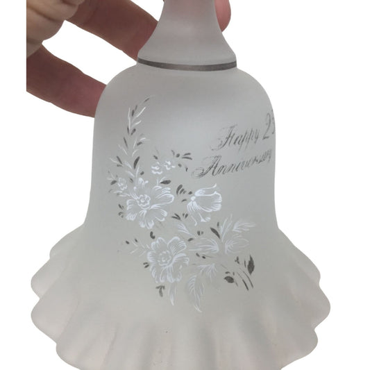 Happy 25th Anniversary Handbell with Flowers printed on front