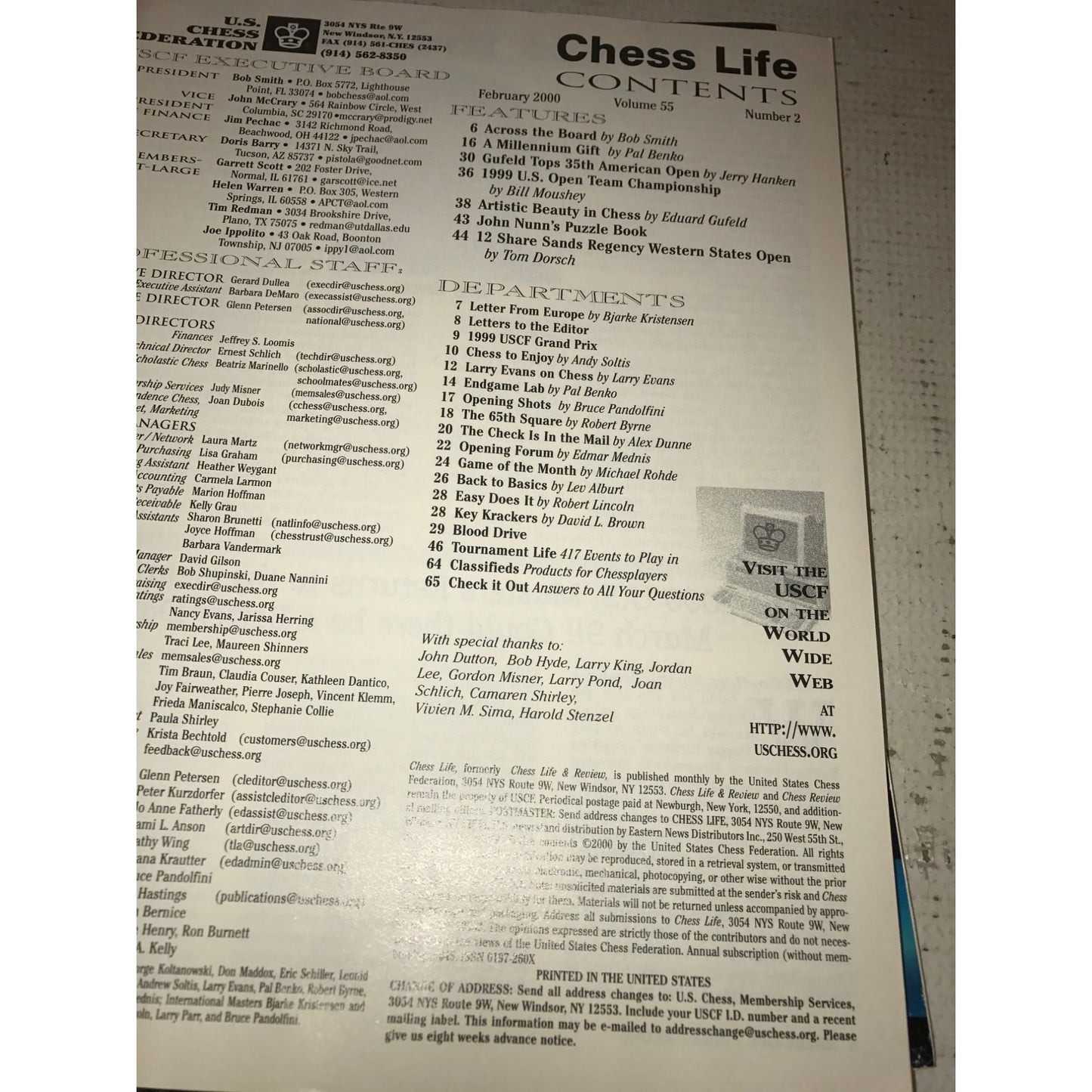 Vintage Bundle of 7 Chess Life Magazines (Jan, Feb, April, May, Oct, Nov, Dec 2000)