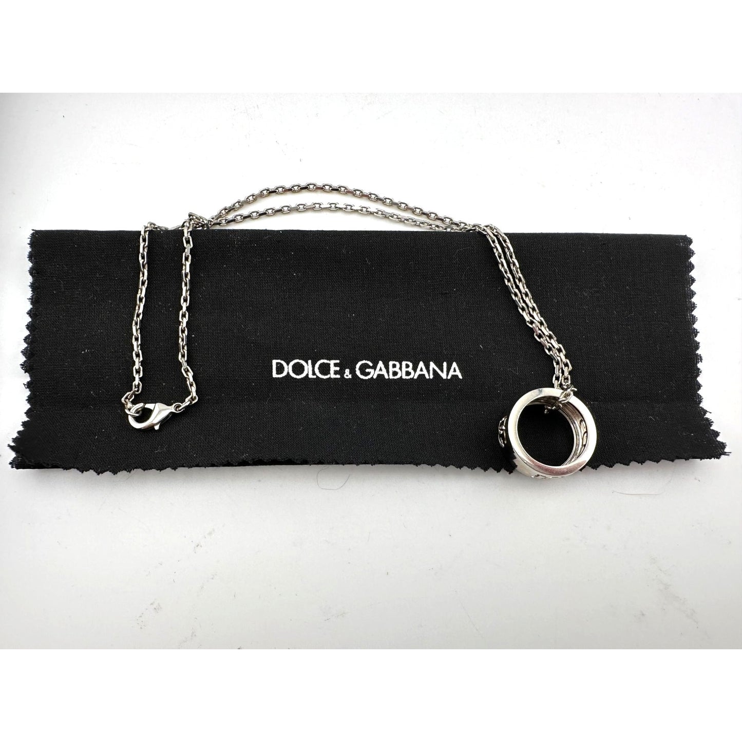 Dolce and Gabanna Cut Out DG Ring with Necklace - Box, Cloth & Cards Included