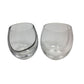 Two Short Clear Glass Drinking Glasses - each about 3.5'' tall