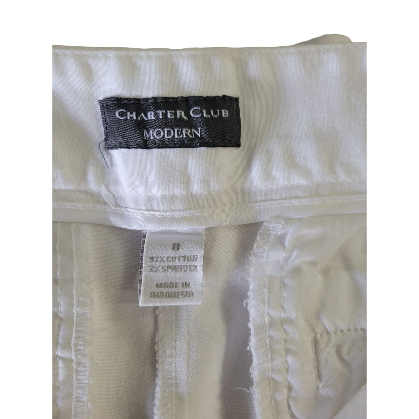 CHARTER CLUB MODERN WOMENS WHITE CAPRI PANTS SIZE 8