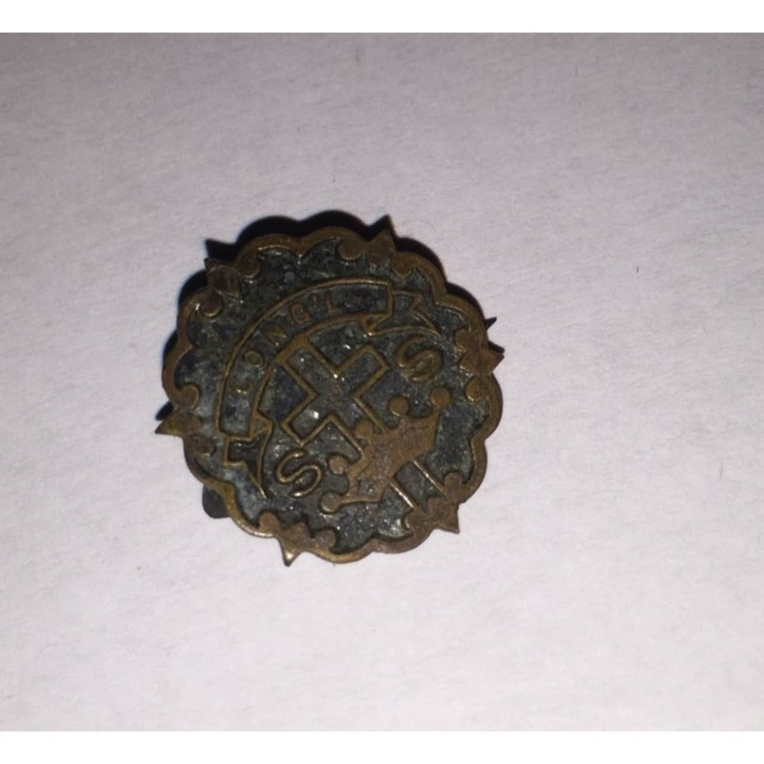 Vintage Little's System Cross and Crown Sunday School Metal Pin