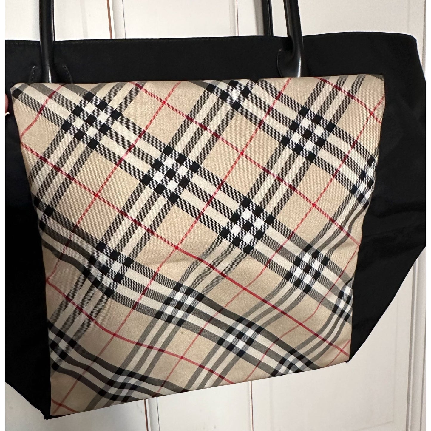 Burberry Blue Label Black and Nova Check Nylon Tote Bag / Shoulder Bag