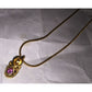 Womens Gold Tone Necklace with Chain and Baby Shoe w/ Pink Rhinestone (Month of Oct.)