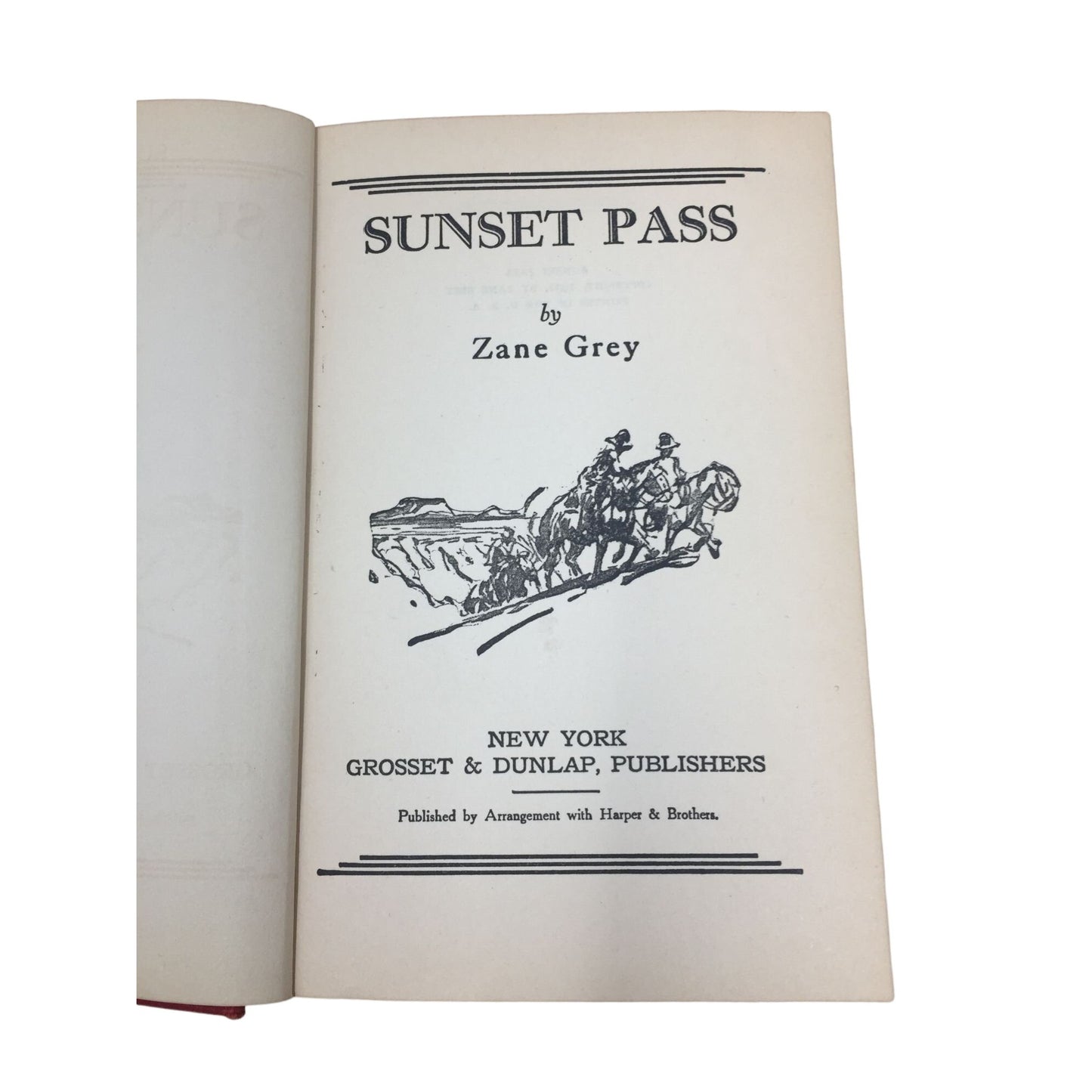 Vintage "Sunset Pass'' by Zane Grey Hardcover Book