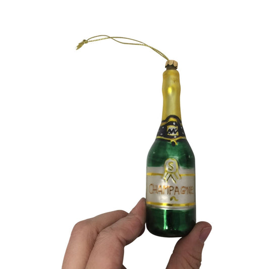 Champagne Bottle Christmas Tree Ornament- about 4.5'' tall