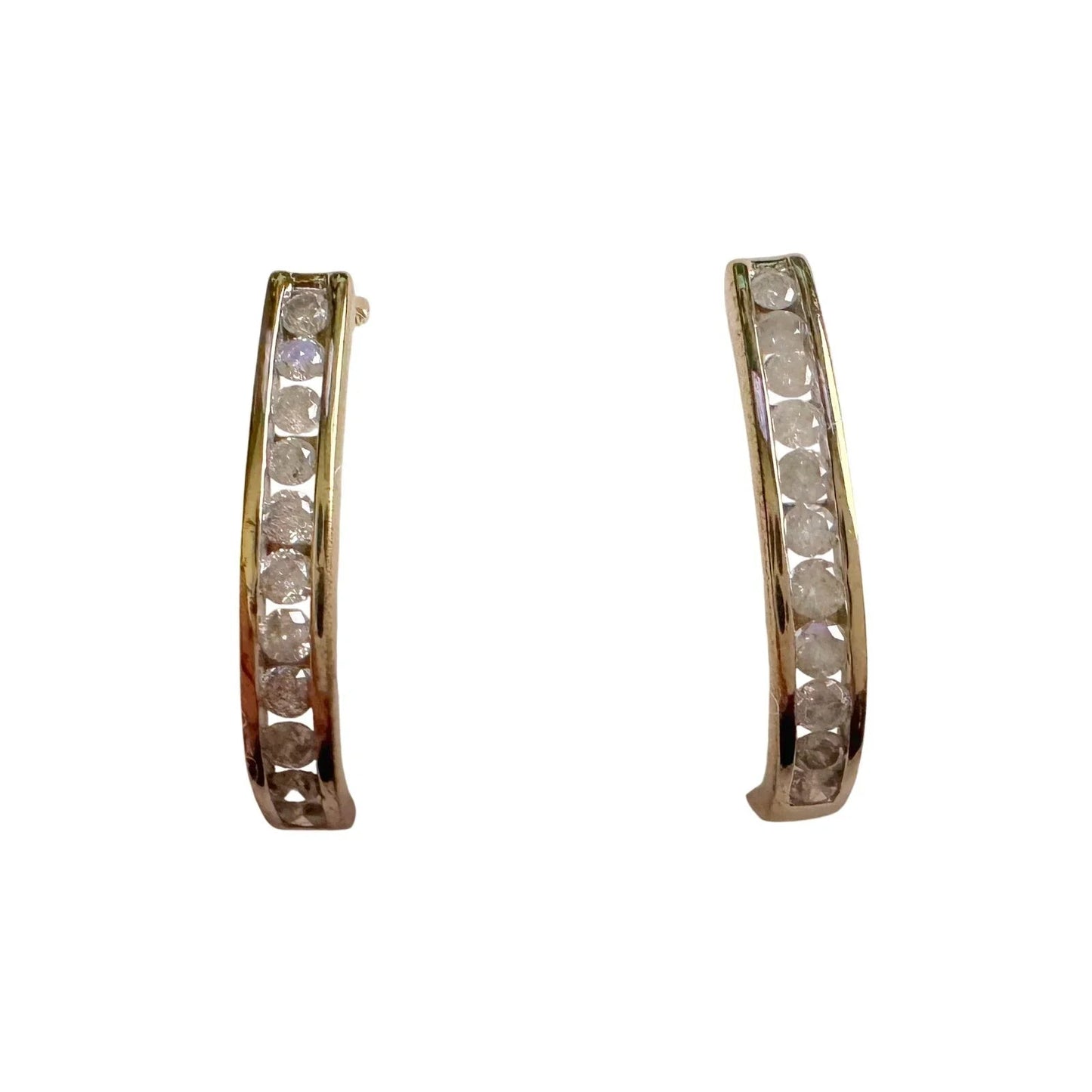 1.00 Carat Natural Diamond Hoop Earrings Gold Plate over Sterling Silver - Unbranded - Earrings - A+ Stuff