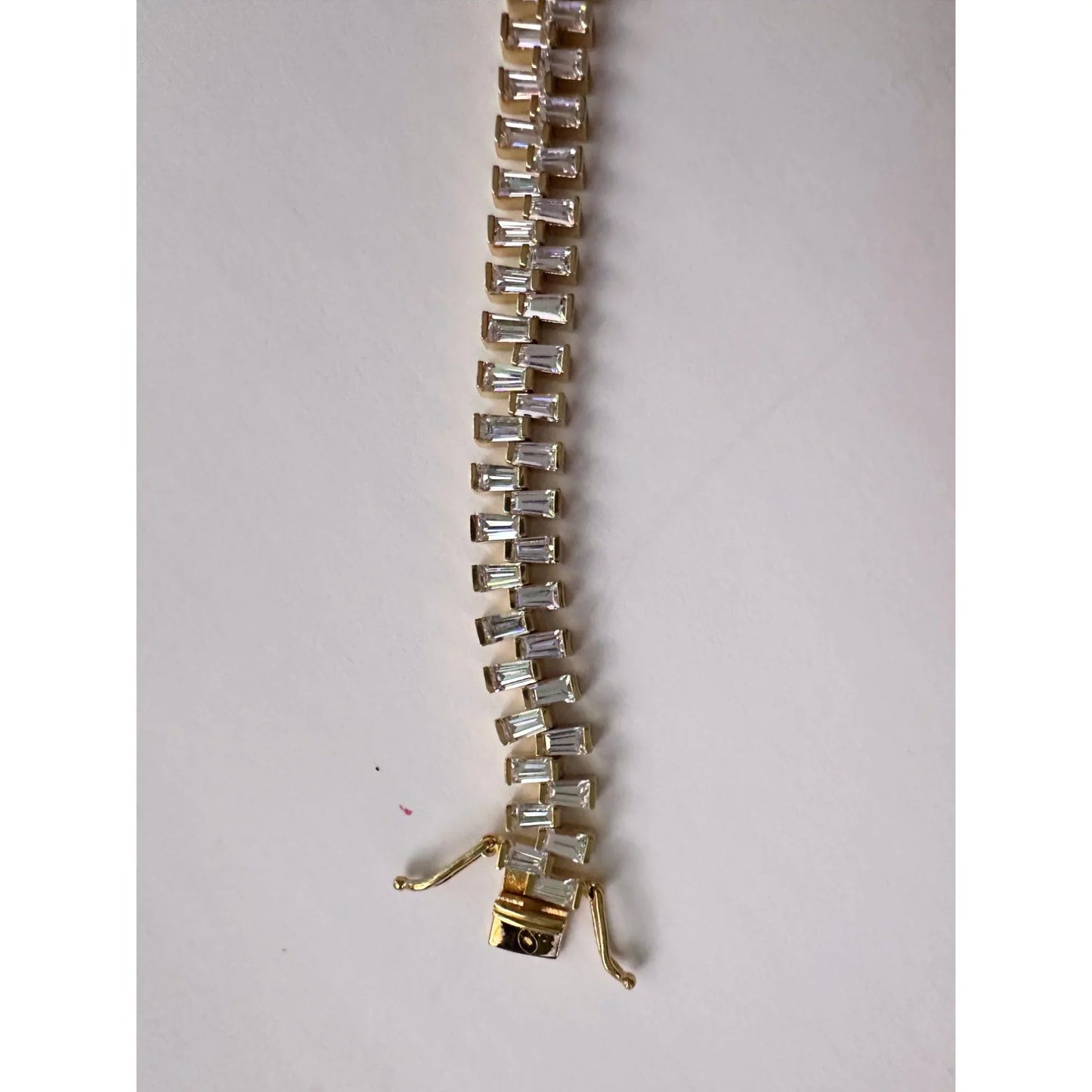 10.00 Carat Lab Created White Topaz Baguette Bracelet in Sterling w 14kt Gold Overlay - Bracelet - A+ Stuff