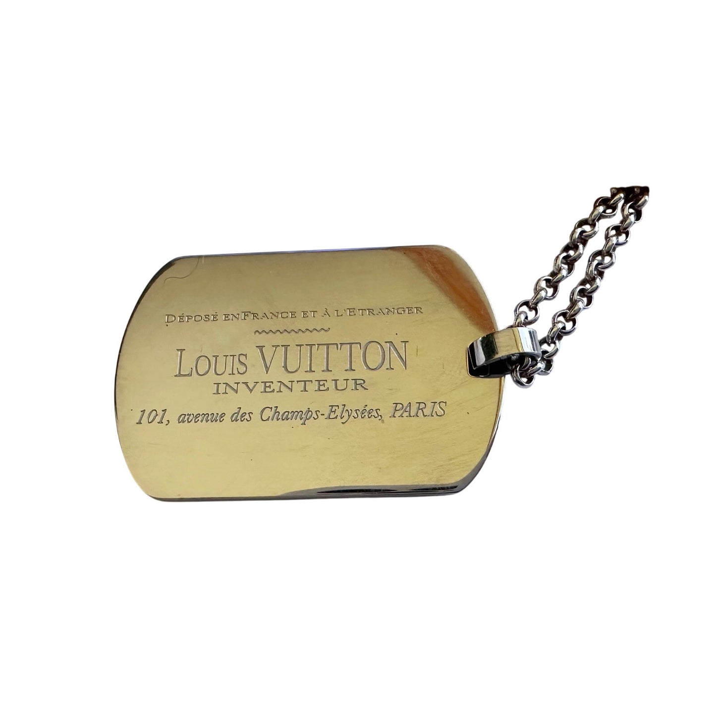 Louis Vuitton Dog Tag Style Pendant Necklace with Dust Bag