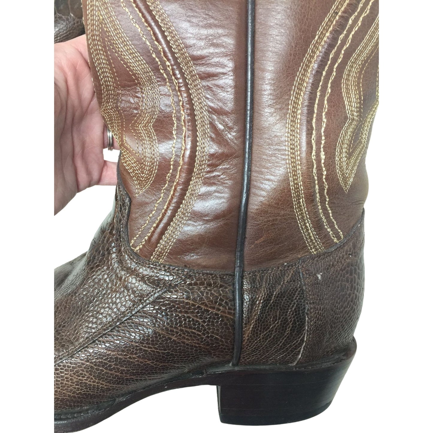 Vaccari Brown Snakeskin Leather Cowboy Boots USA 8 EE