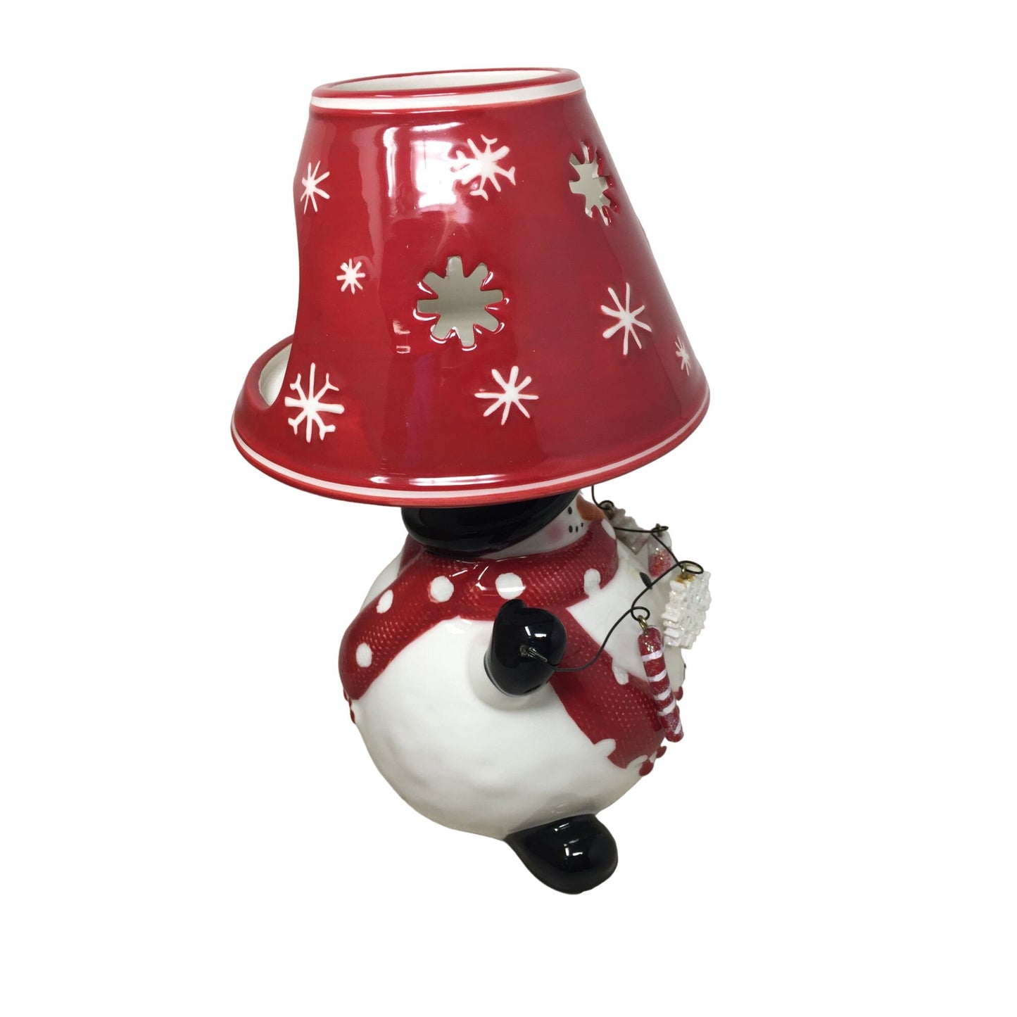 Ceramic Winter Christmas Snowman Tealite Holder Candle Lamp