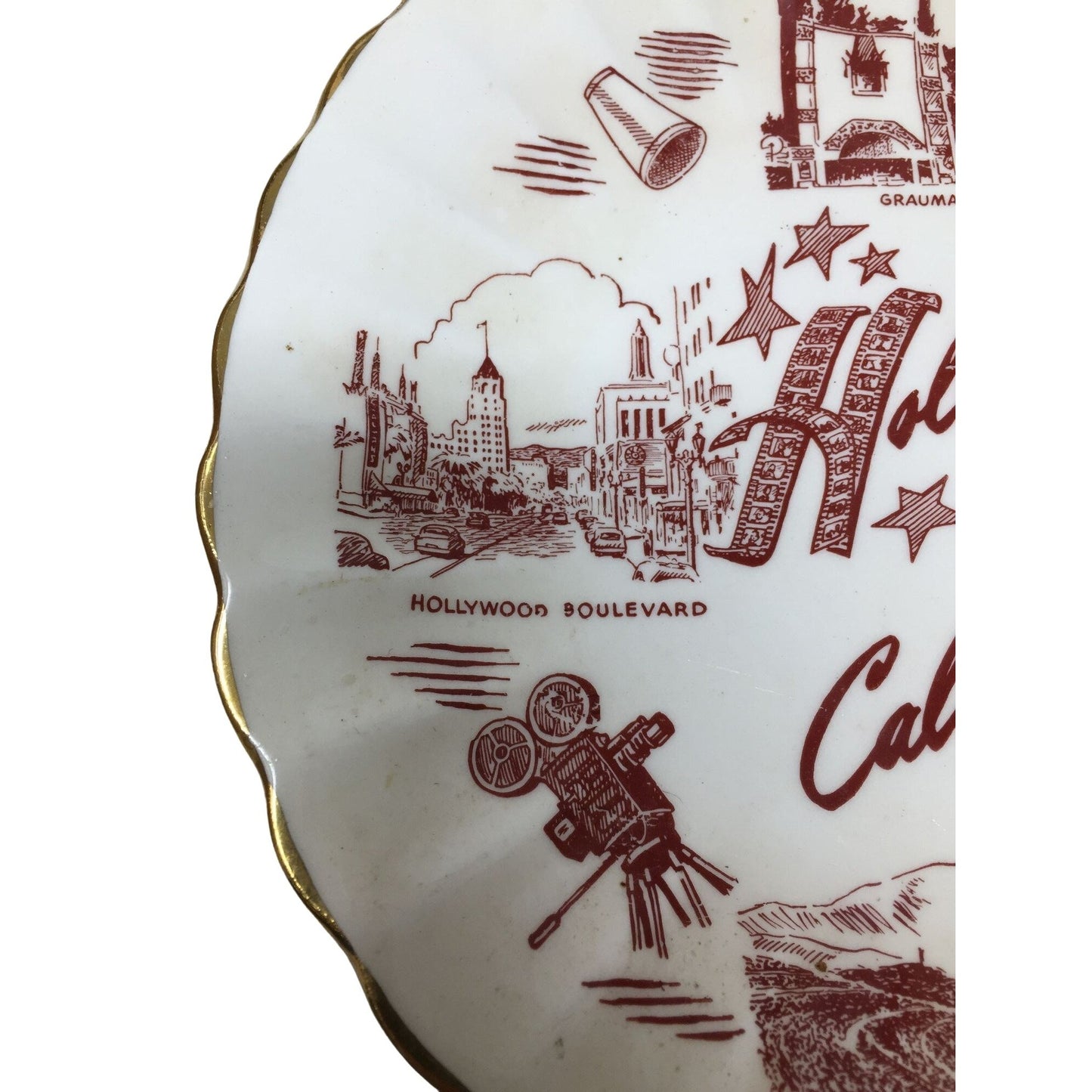 Vintage Hollywood California Collectible Souvenir Plate