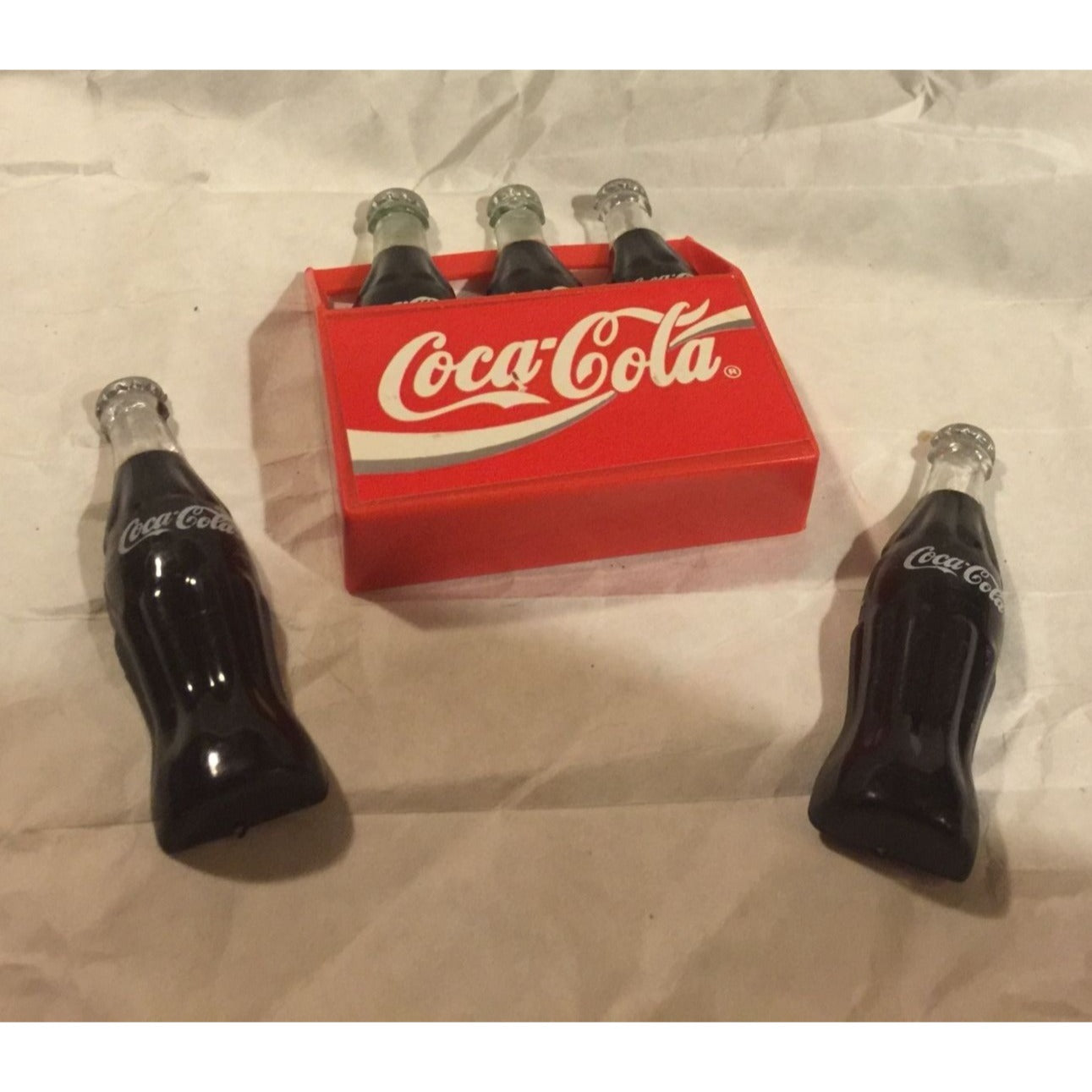 Vintage 1995 Mini 5 Pack of Coca Cola Bottles Refrigerator Magnet