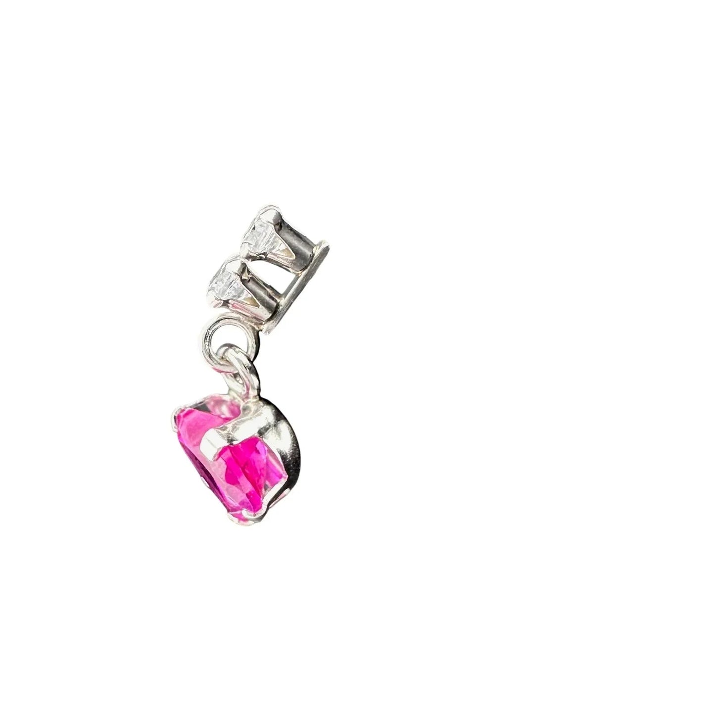 10kt White Gold Pink Sapphire Heart Dangle Earrings - Unbranded - Earrings - A+ Stuff