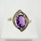 1.11 Carat Amethyst Ring with Diamond Accent - Sterling Silver - Size 7.5 - A+ Stuff