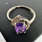 1.11 Carat Amethyst Ring with Diamond Accent - Sterling Silver - Size 7.5 - A+ Stuff
