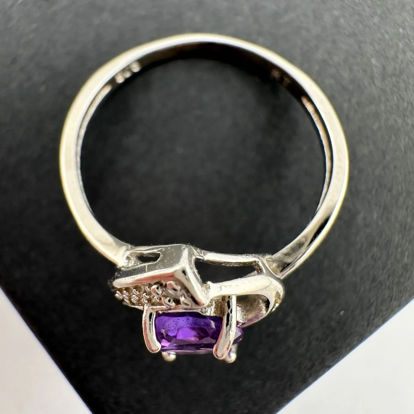 1.11 Carat Amethyst Ring with Diamond Accent - Sterling Silver - Size 7.5 - A+ Stuff