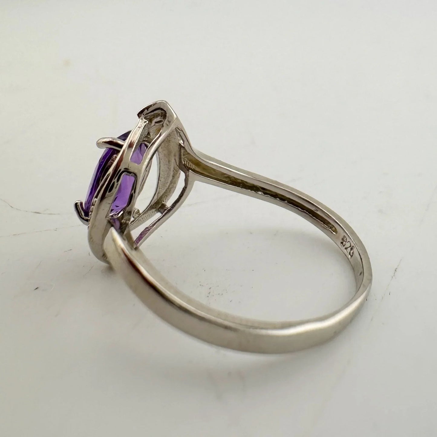 1.11 Carat Amethyst Ring with Diamond Accent - Sterling Silver - Size 7.5 - A+ Stuff