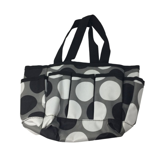 Women's Thirty-One Black, Gray, White Polka Dotted Mini Tote/ Shower Caddy