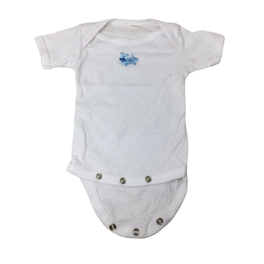 Cutie Pie Baby Size 0-3M Onesie with Blue Puppy Dog on front