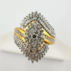1/2 Carat Marquise Lab Created Diamond Ring with Gold Overlay Size 7