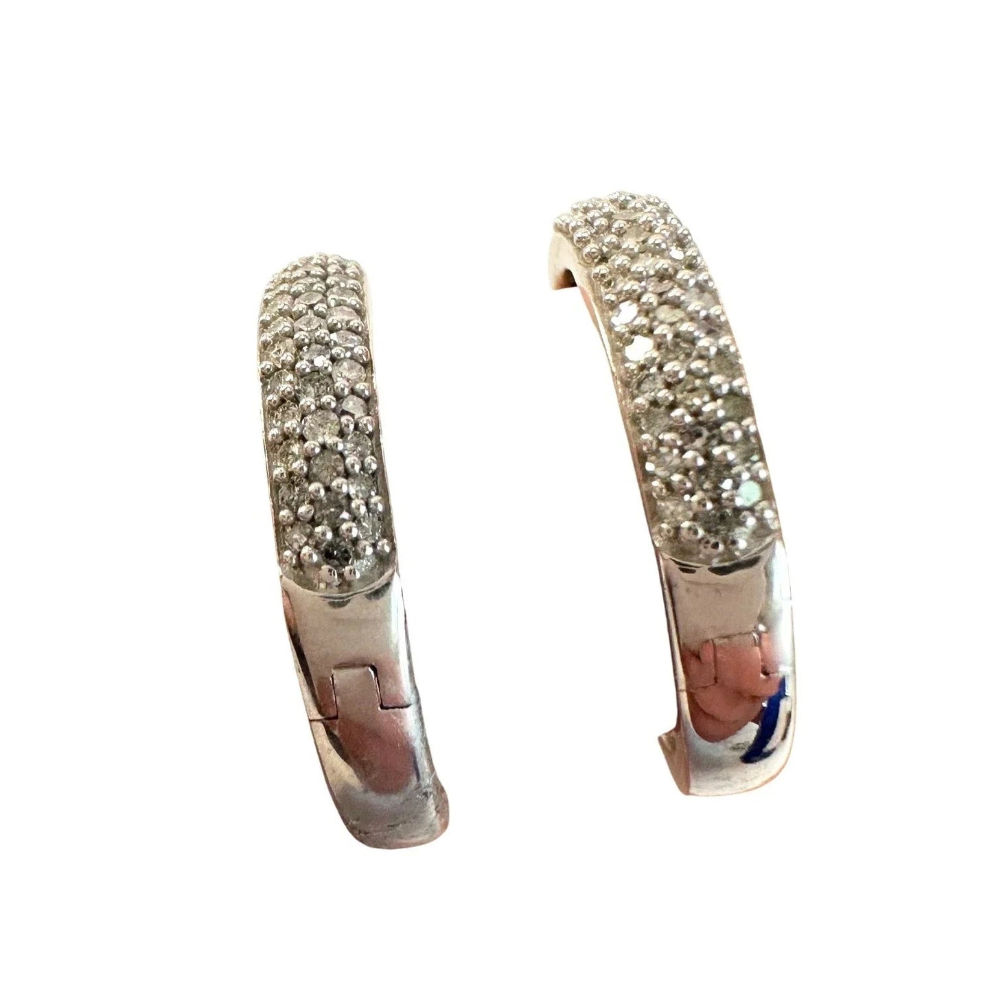 1/2 Carat Natural Diamond Hoop Earrings in Sterling Silver - Unbranded - Diamond Earrings - A+ Stuff