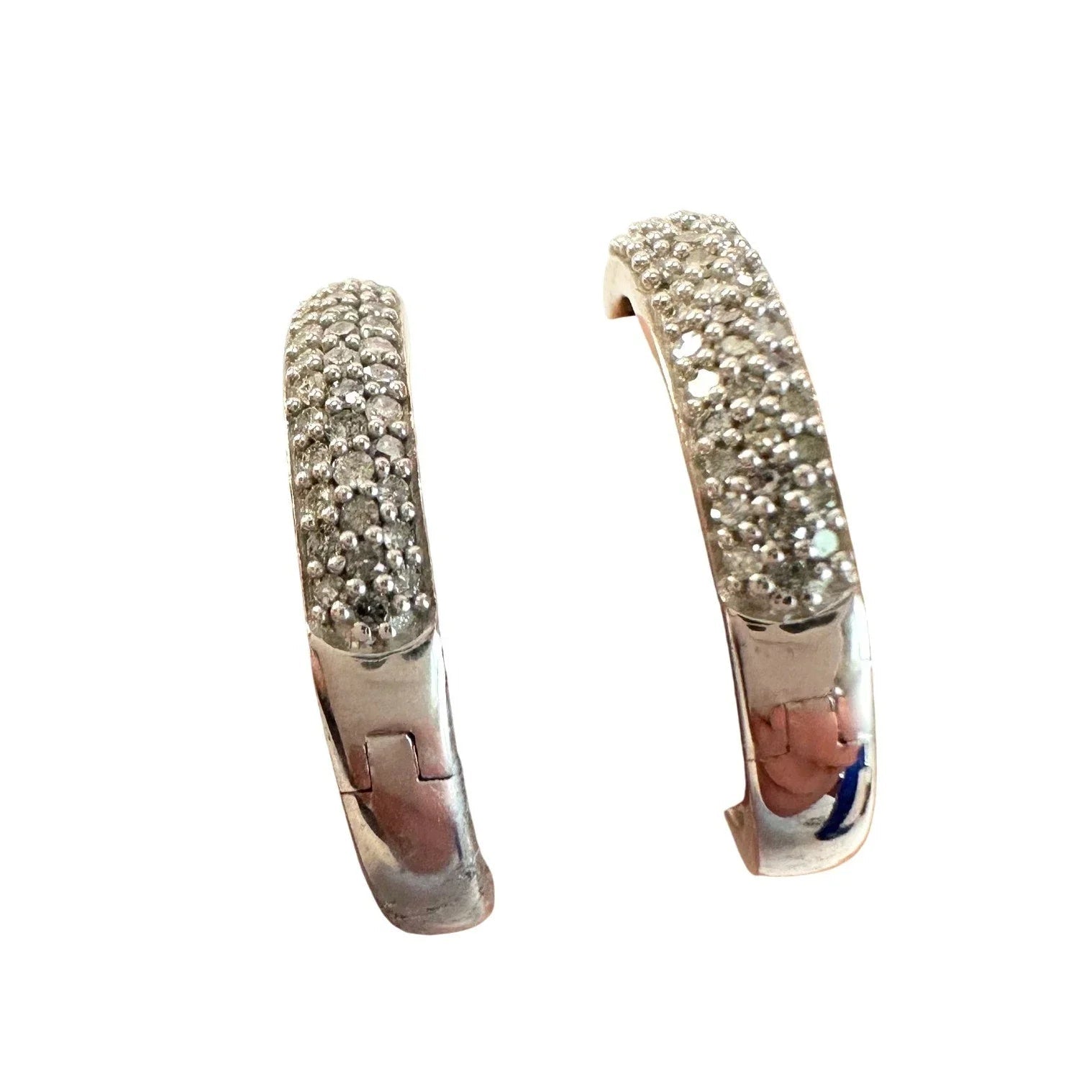1/2 Carat Natural Diamond Hoop Earrings in Sterling Silver - Unbranded - Diamond Earrings - A+ Stuff