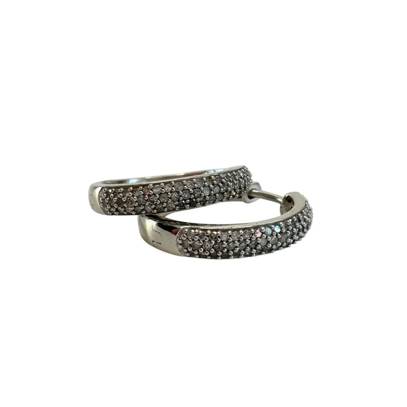 1/2 Carat Natural Diamond Hoop Earrings in Sterling Silver - Unbranded - Diamond Earrings - A+ Stuff